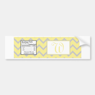 Modern Chevron Yellow/Grey Water Bottle Label