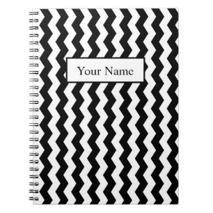 Modern Chevron Zig Zag Black and White Pattern Notebook