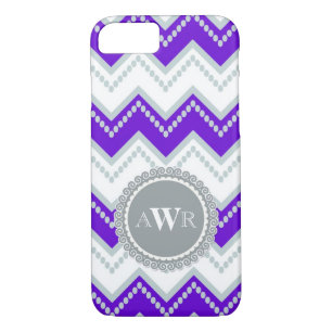 Modern Chevron Zig Zag Monogrammed  Stripe Oval Case-Mate iPhone Case