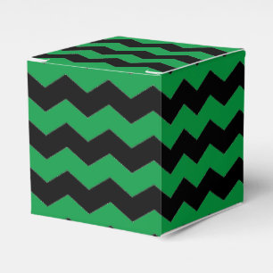 Modern Chevron Zigzag Black and Green Pattern Favor Box