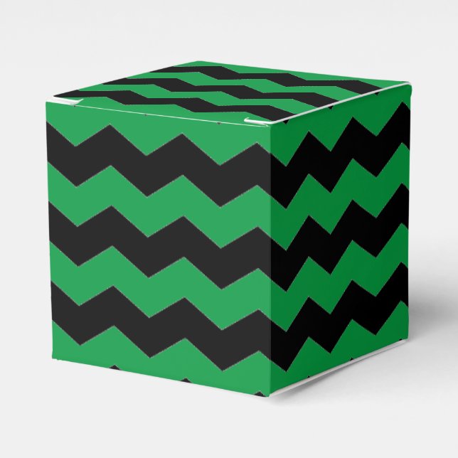 Modern Chevron Zigzag Black and Green Pattern  Favor Box (Front Side)