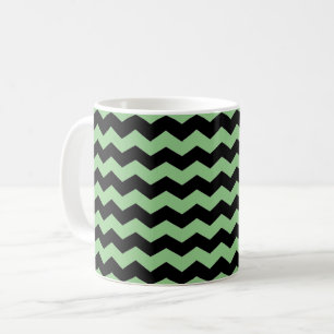Modern Chevron ZigZag Black and Light Green Coffee Mug