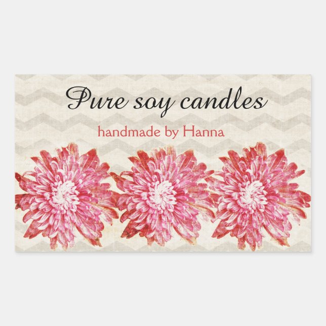 Modern chevron zigzag pattern with pink flower sticker (Front)