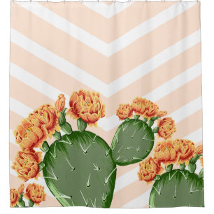 Modern Chevrons Prickly Pear Flowering Cactus