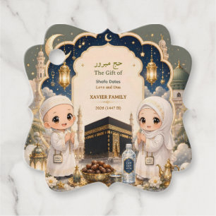 Modern Chibi Hajj Mabroor Personalized Favour Tags