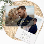 Modern Chic 2 Photo Gold Foil Thank You Card<br><div class="desc">Simple and modern wedding photo thank you card with an additional photo and custom text on the back. You can use this card for a wedding,  bridal shower,  engagement,  anniversary,  or any special event. For more advanced customization of this design,  please click the BLUE DESIGN TOOL BUTTON.</div>