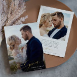 Modern Chic 2 Photo Gold Foil Thank You Card<br><div class="desc">Simple and modern wedding photo thank you card with an additional photo and custom text on the back. You can use this card for a wedding,  bridal shower,  engagement,  anniversary,  or any special event. For more advanced customization of this design,  please click the BLUE DESIGN TOOL BUTTON.</div>
