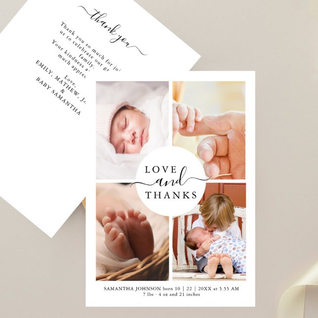 Modern Chic 4 Photo Baby Shower Thank You (Creator Uploaded)