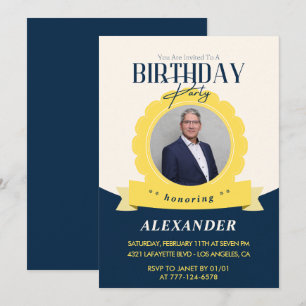 Modern Chic 62nd birthday invitation 