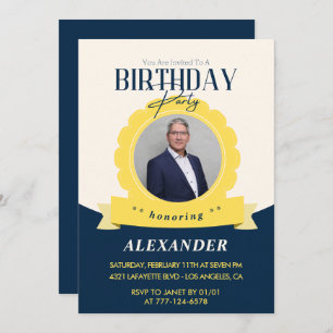 Modern Chic 72nd birthday invitation 
