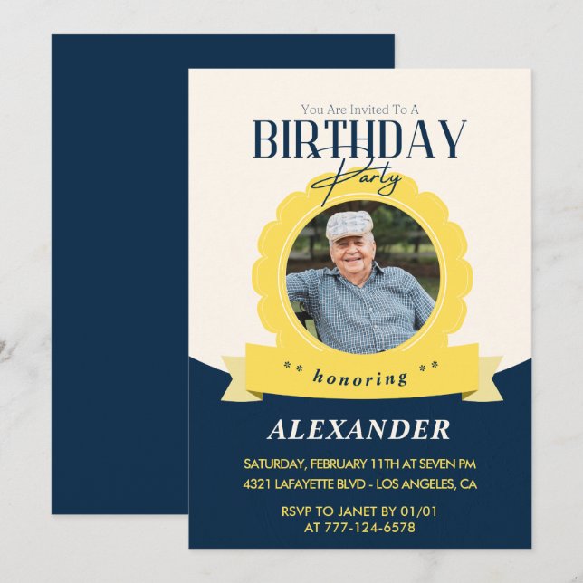 Modern Chic 84th birthday invitation  (Front/Back)