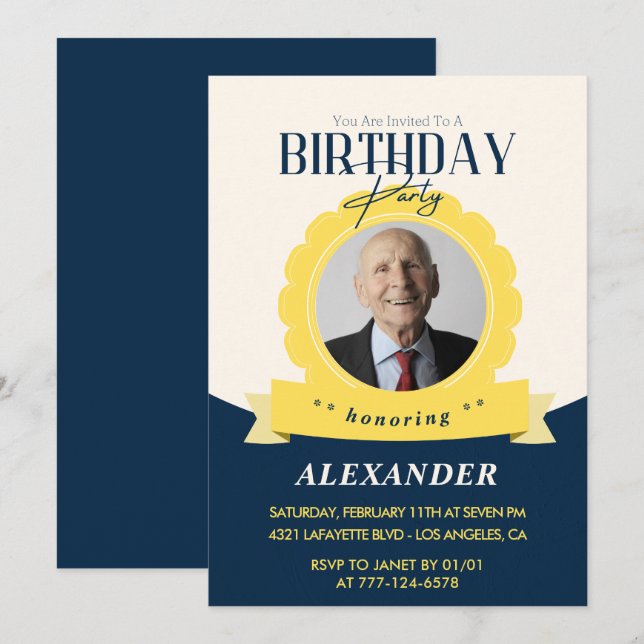Modern Chic 98th birthday invitation  (Front/Back)