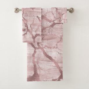 Modern Chic Abstract Glam Marble Rose Pink Bath Towel Set