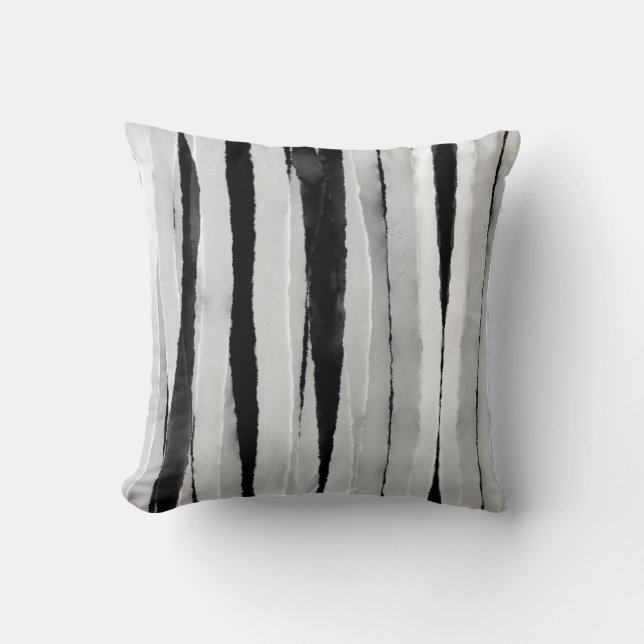 modern chic abstract grey and black stripes throw pillow (Front)
