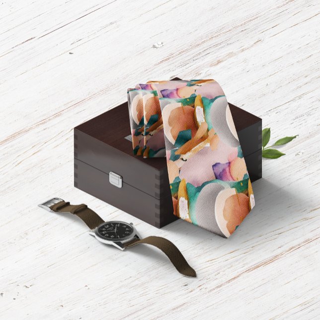 Modern Chic Abstract Terracotta Teal Tie (Creator Uploaded)