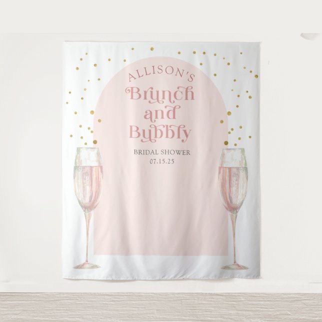 Modern chic Arch champagne bridal shower backdrop Tapestry (Front)