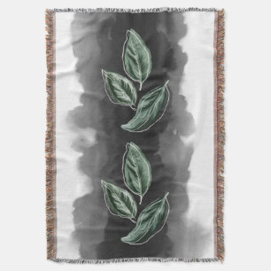 Modern Chic Basil leaves Botanical Throw Blanket