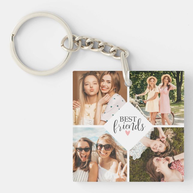 Modern Chic Best Friend BFF Photo Keychain (Front)