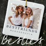 Modern Chic Best Friends BFF Photo Ceramic Ornament<br><div class="desc">Design is composed of fun and playful typography with sans serif and serif font. Add a custom photo.</div>