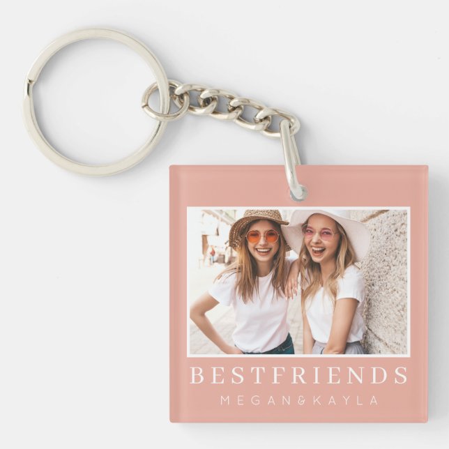 Modern Chic Best Friends BFF Photo Keychain (Front)