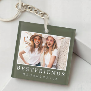 Modern Chic Best Friends BFF Photo Keychain