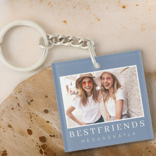 Modern Chic Best Friends BFF Photo Keychain