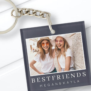 Modern Chic Best Friends BFF Photo Keychain