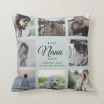 Modern Chic Best Nana Ever Greenery Photo Collage Throw Pillow<br><div class="desc">For the Best Nana Ever in your life: a modern, trendy Instagram friendly family photo collage throw pillow with modern script typography and your personal name and message. Perfect gift for the wonderful grandmother in your life for Mother's Day, a birthday, or the holiday season! This is the blush green...</div>