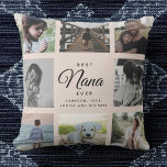Modern Chic Best Nana Ever Greenery Photo Collage  Throw Pillow<br><div class="desc">For the Best Nana Ever in your life: a modern, trendy Instagram friendly family photo collage throw pillow with modern script typography and your personal name and message. Perfect gift for the wonderful grandmother in your life for Mother's Day, a birthday, or the holiday season! This is the blush pink...</div>