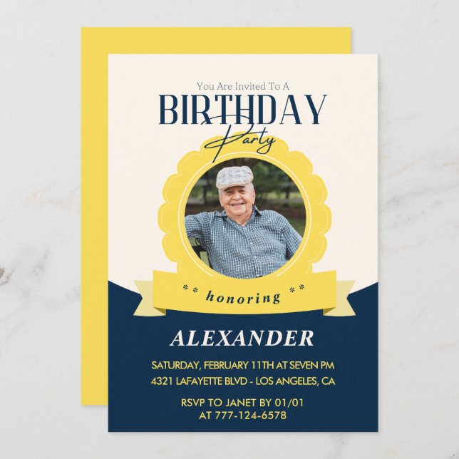 Modern Chic birthday 81st birthday Invitation (Front/Back)