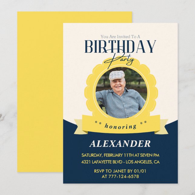 Modern Chic birthday 84th birthday Invitation (Front/Back)