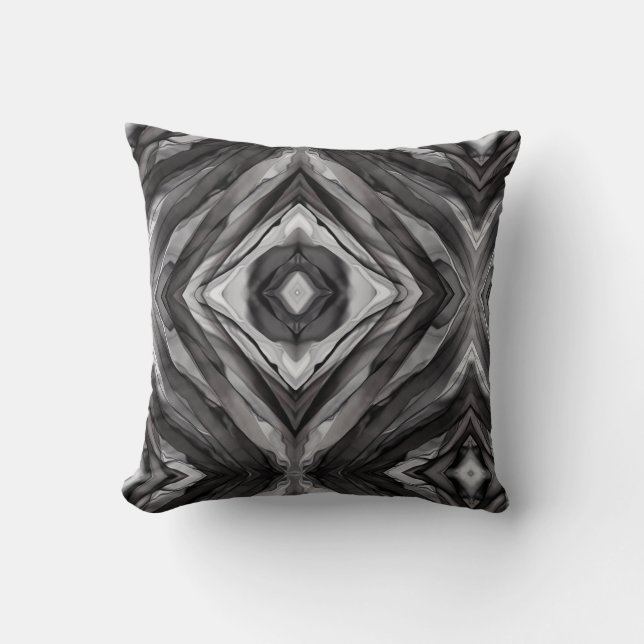 Modern Chic Black and Grey Marble  Throw Pillow (Front)
