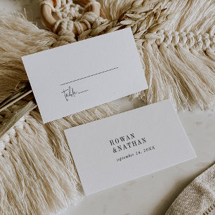 Modern Chic Black and White Flat Wedding Place Card