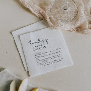Modern Chic Black and White Fun Facts Wedding Napkin