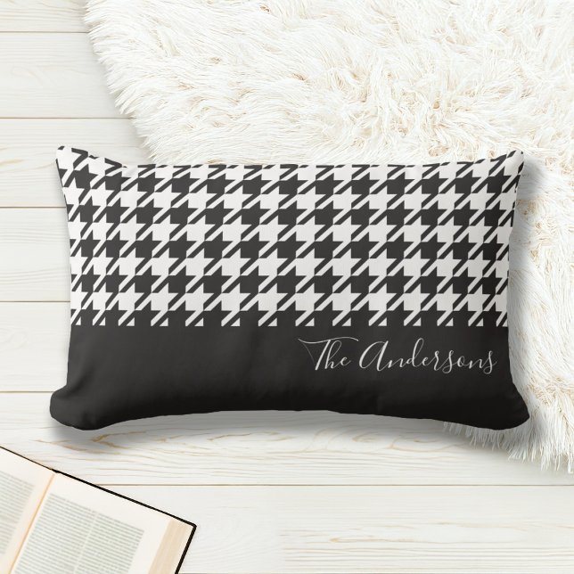 Modern Chic Black and White Houndstooth Lumbar Pillow (Creator Uploaded)