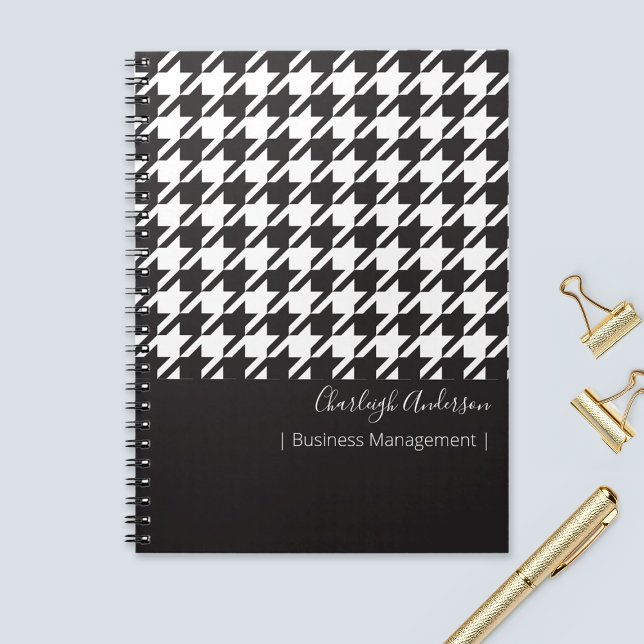 Modern Chic Black and White Houndstooth Notebook (Creator Uploaded)