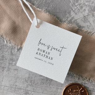 Modern Chic Black and White Love is Sweet Wedding Favour Tags