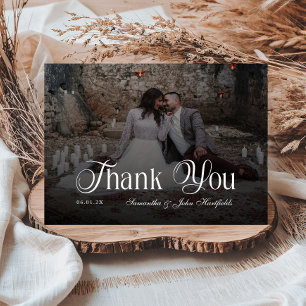 Modern Chic Black and White Photo Thank You Card