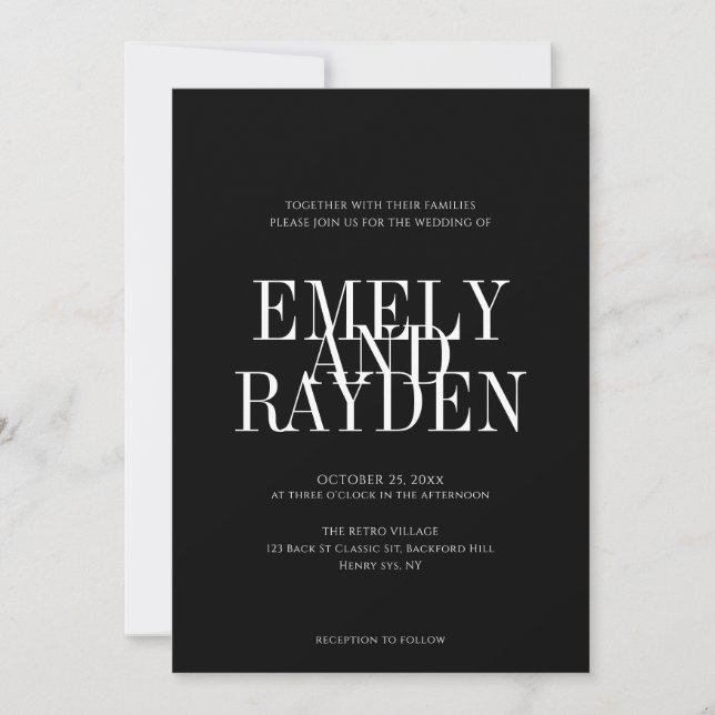 Modern Chic Black and White QR Code Wedding Invita Invitation (Front)