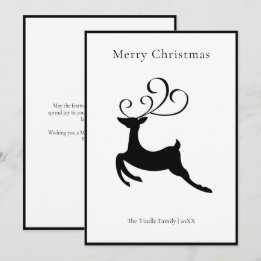 Modern Chic Black and White Reindeer          Holiday Card