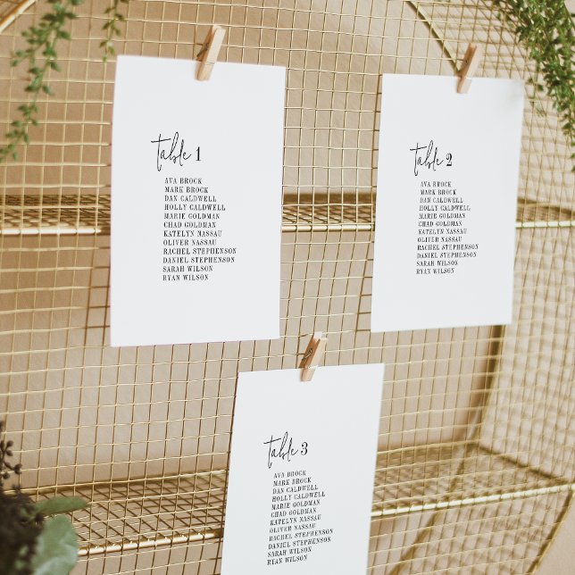 Modern Chic Black and White Seating Chart Cards (Creator Uploaded)