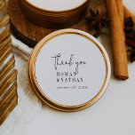Modern Chic Black and White Thank You Stickers<br><div class="desc">These modern chic black and white thank you stickers are perfect for a simple wedding reception. The minimalist boho design features rustic unique and stylish bohemian typography in minimal clean black and white. Personalize the sticker labels with your names, and the date. These stickers can be used for a wedding...</div>