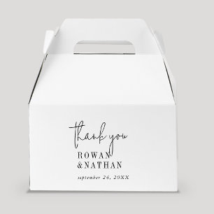 Modern Chic Black and White Thank You Wedding Favor Box