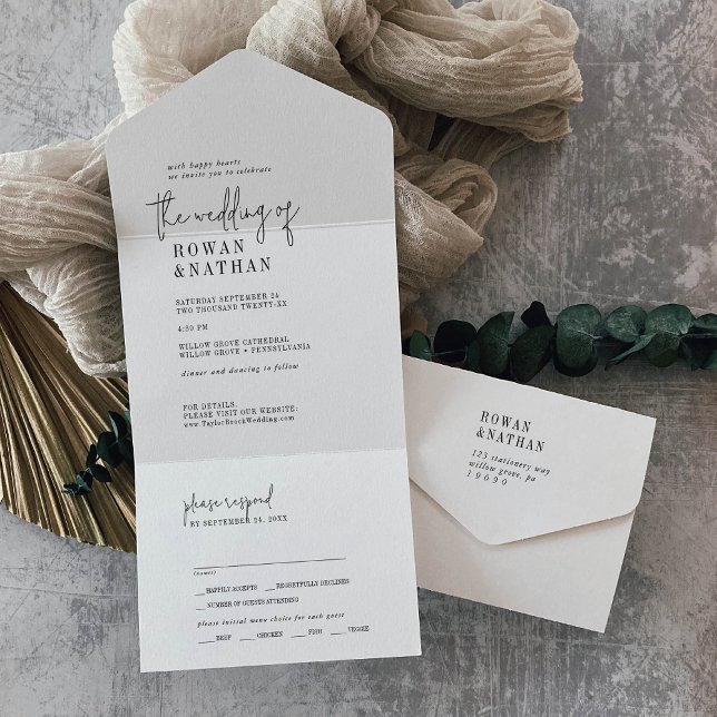 Modern Chic Black and White Wedding All In One Invitation (Creator Uploaded)