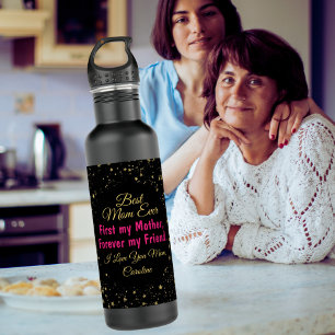 Modern Chic Black Fuchsia Typography Mothers Day 710 Ml Water Bottle