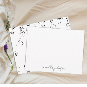 Modern Chic Black Grunge Texture   Monogram Card