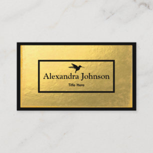 Modern Chic Black Humming Bird Faux Gold Foil Business Card