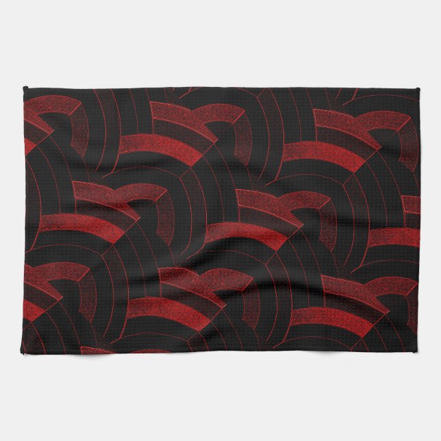 modern chic black/red chevrons kitchen towel (Horizontal)