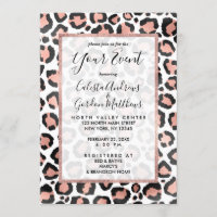 Modern Chic Black Rose Gold Foil Leopard Print