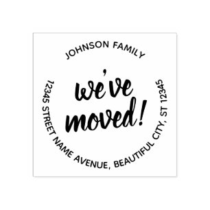 Modern Chic Black Script We've Moved New Address Rubber Stamp